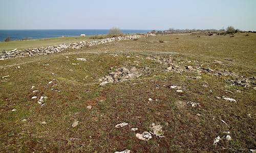 Gullehamns gravfält. I förgrunden stensättning Alböke 7:1 Foto: Stefan Svenaeus 2019